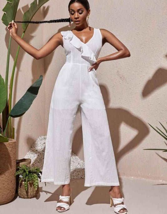 Womens Cotton white jumpsuit