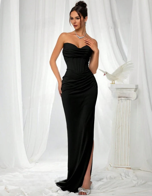 Womens black long formal evening dress