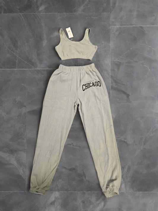 2 peice fleece trackpants and matching tank set