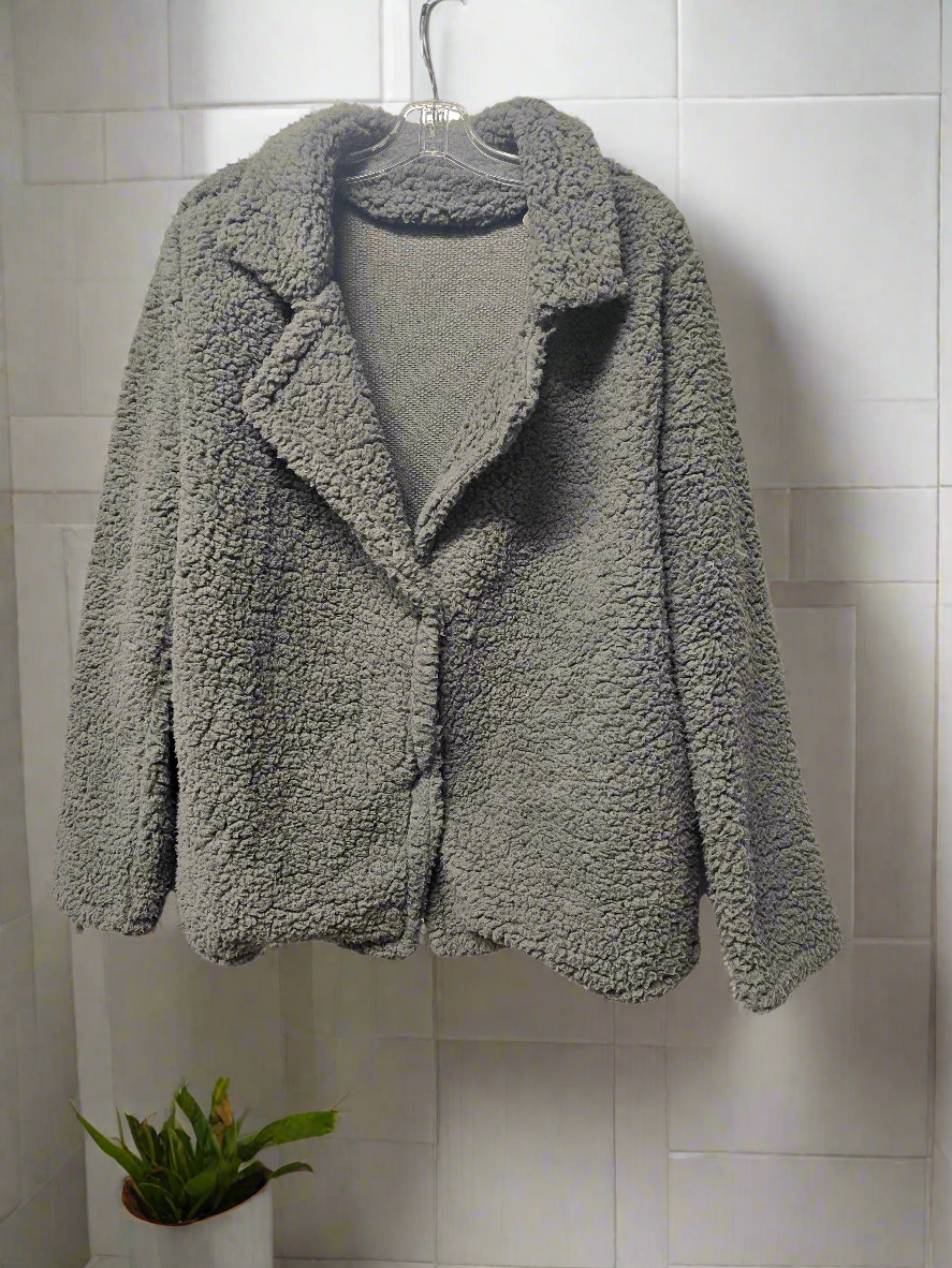 Womens plush sherpa grey coat