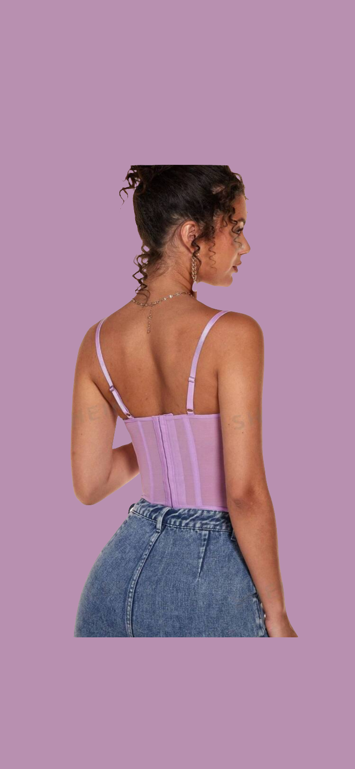 Womens lavender bustier corset lace blouse