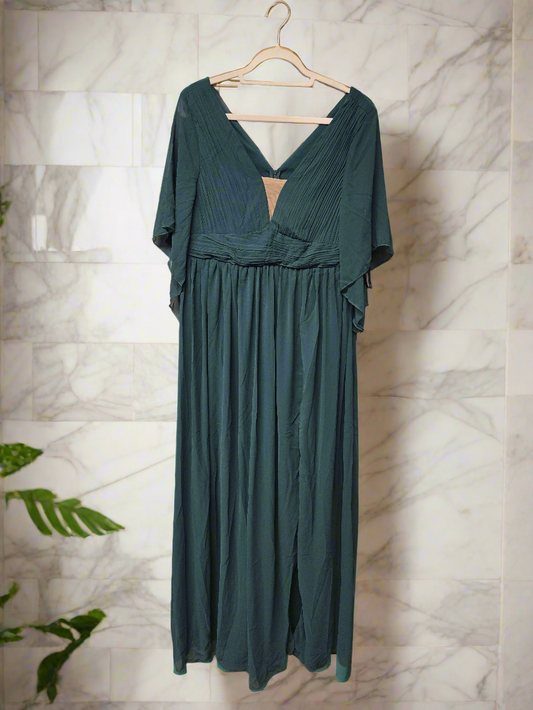 Brand new women's green maxi chiffon evening wear dress