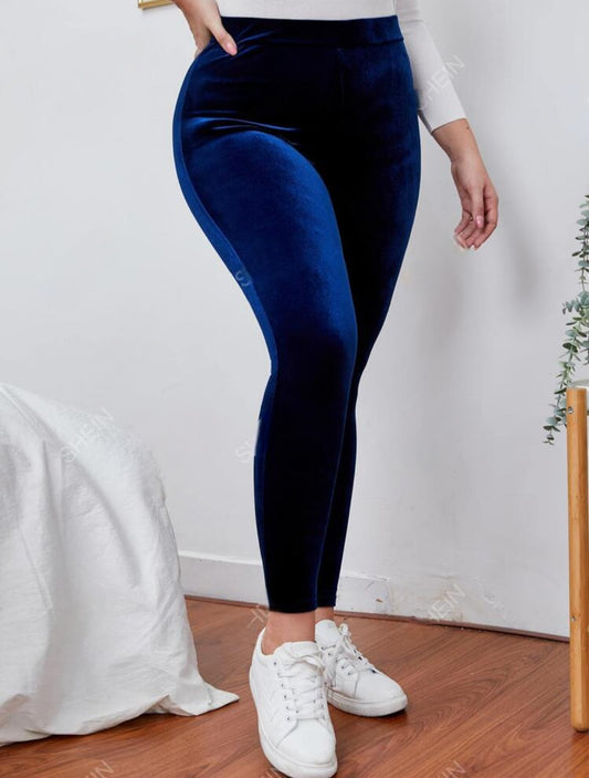 Blue velvet leggings