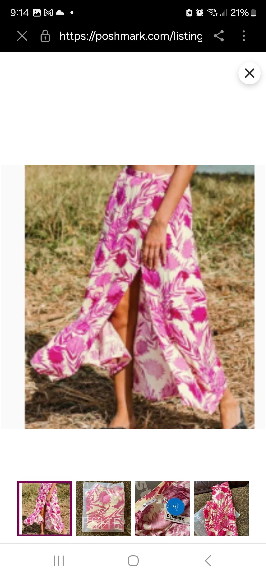 CUPSHE McKenna floral high slit midi skirt