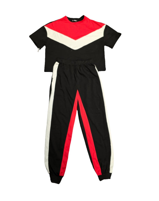 Two peice colorblock trackpants and tshirt set