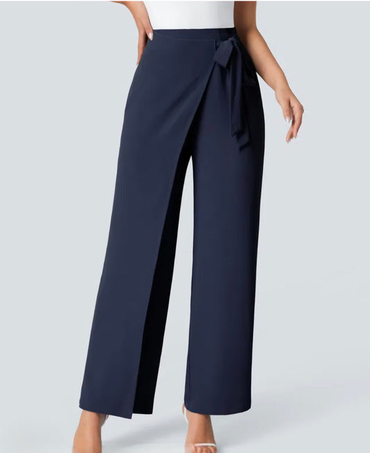 HALARA High Waisted Tie Side Invisible Zipper Wide Leg
Work Pants