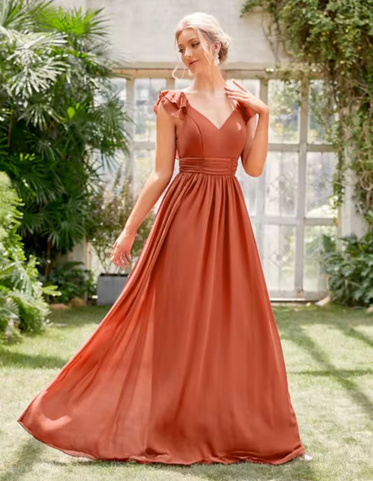 Womens Formal rust colour evening dress