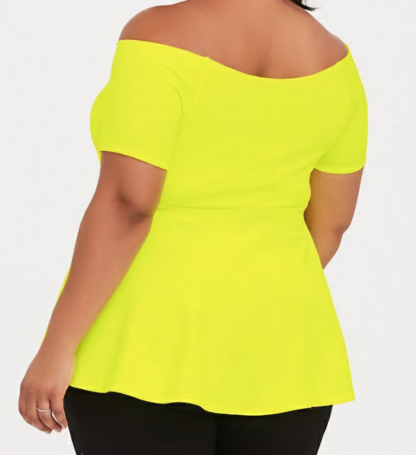 Womens plus size neon yellow peplum blouse