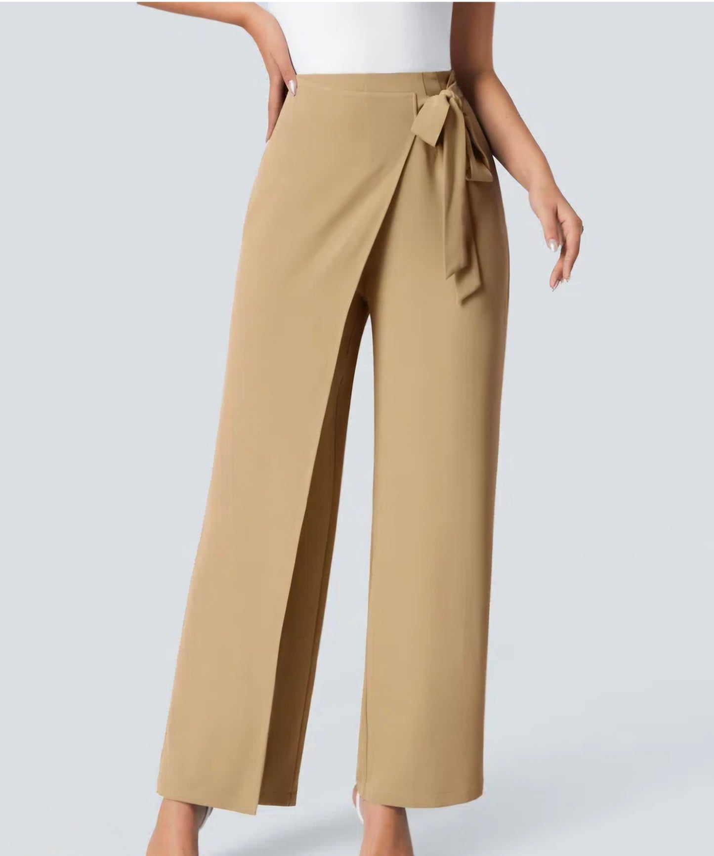 HALARA High Waisted Tie Side Invisible Zipper Wide Leg
Work Pants