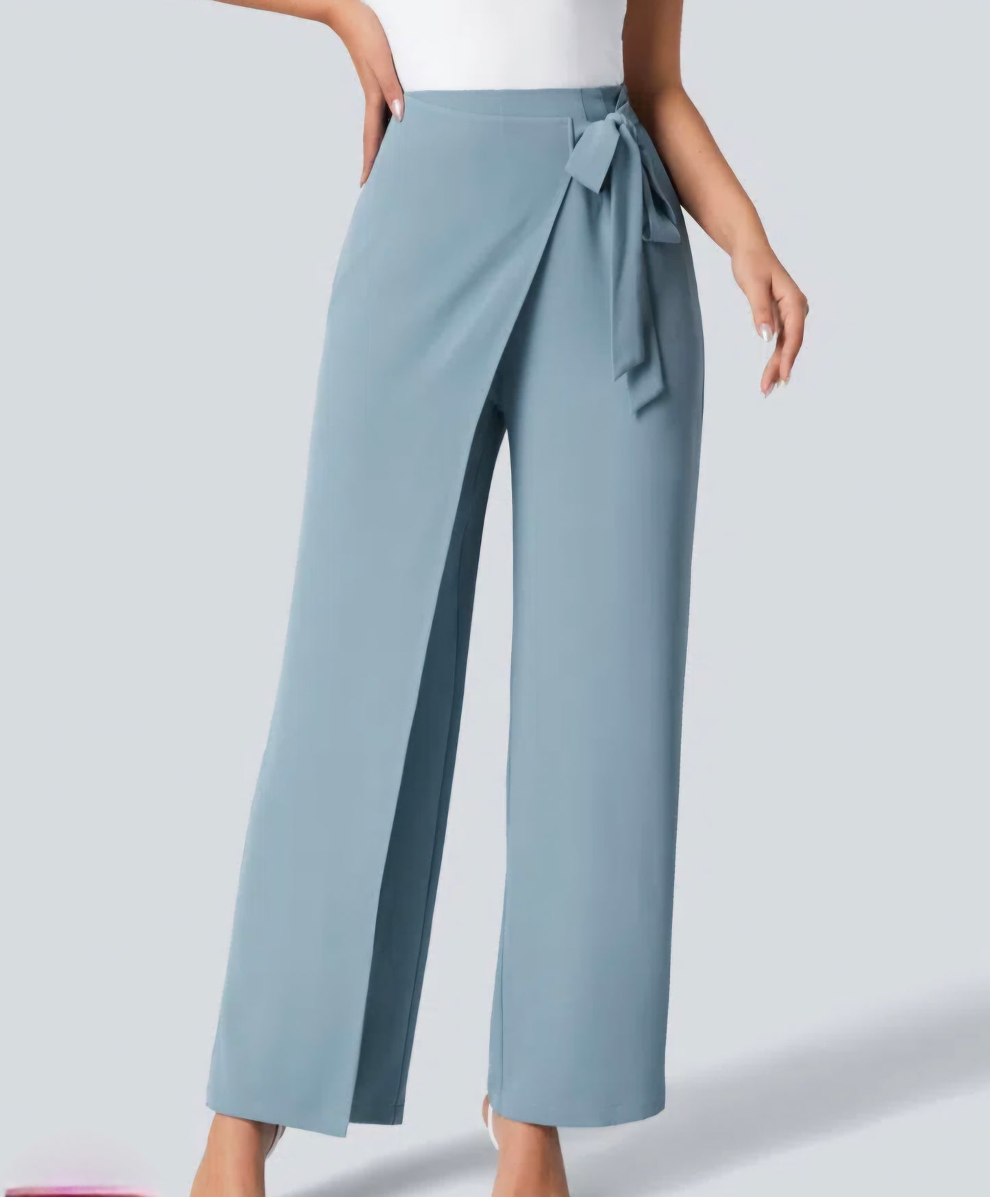 HALARA High Waisted Tie Side Invisible Zipper Wide Leg
Work Pants