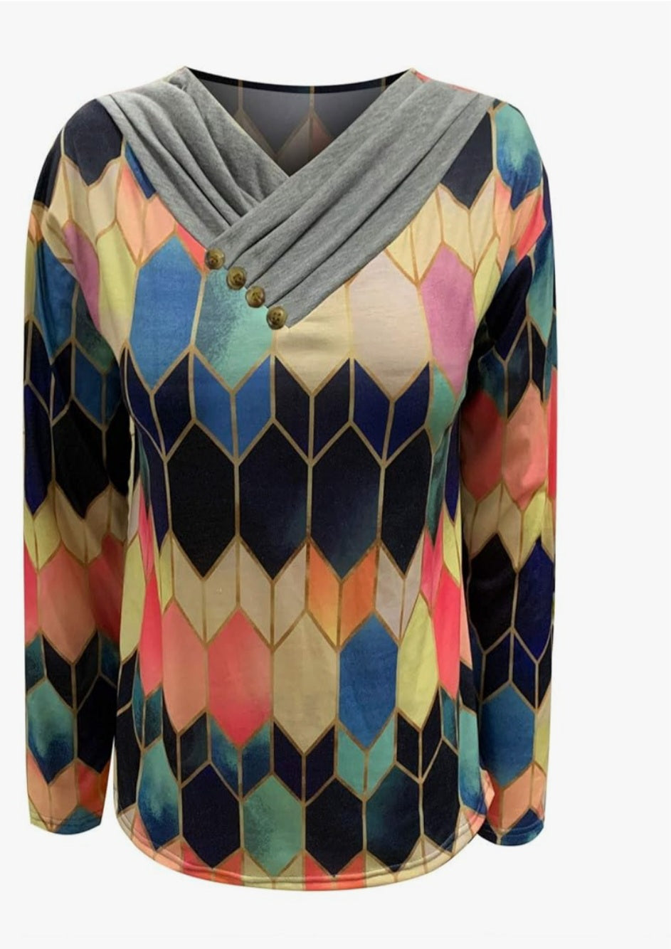 Womens geometric print long sleeve top