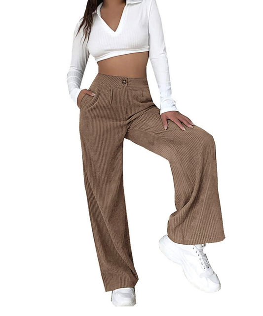 Womens wide leg coudroy pants